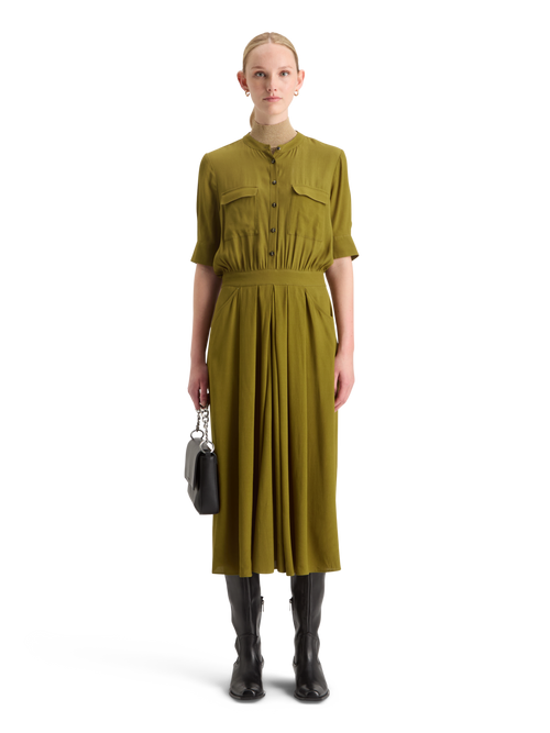 CREPE MIDI DRESS WITH CHEST POCKETS