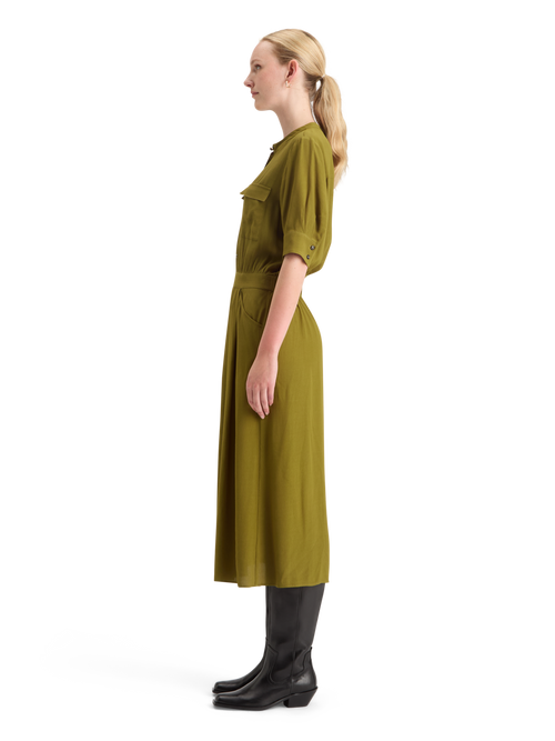 CREPE MIDI DRESS WITH CHEST POCKETS