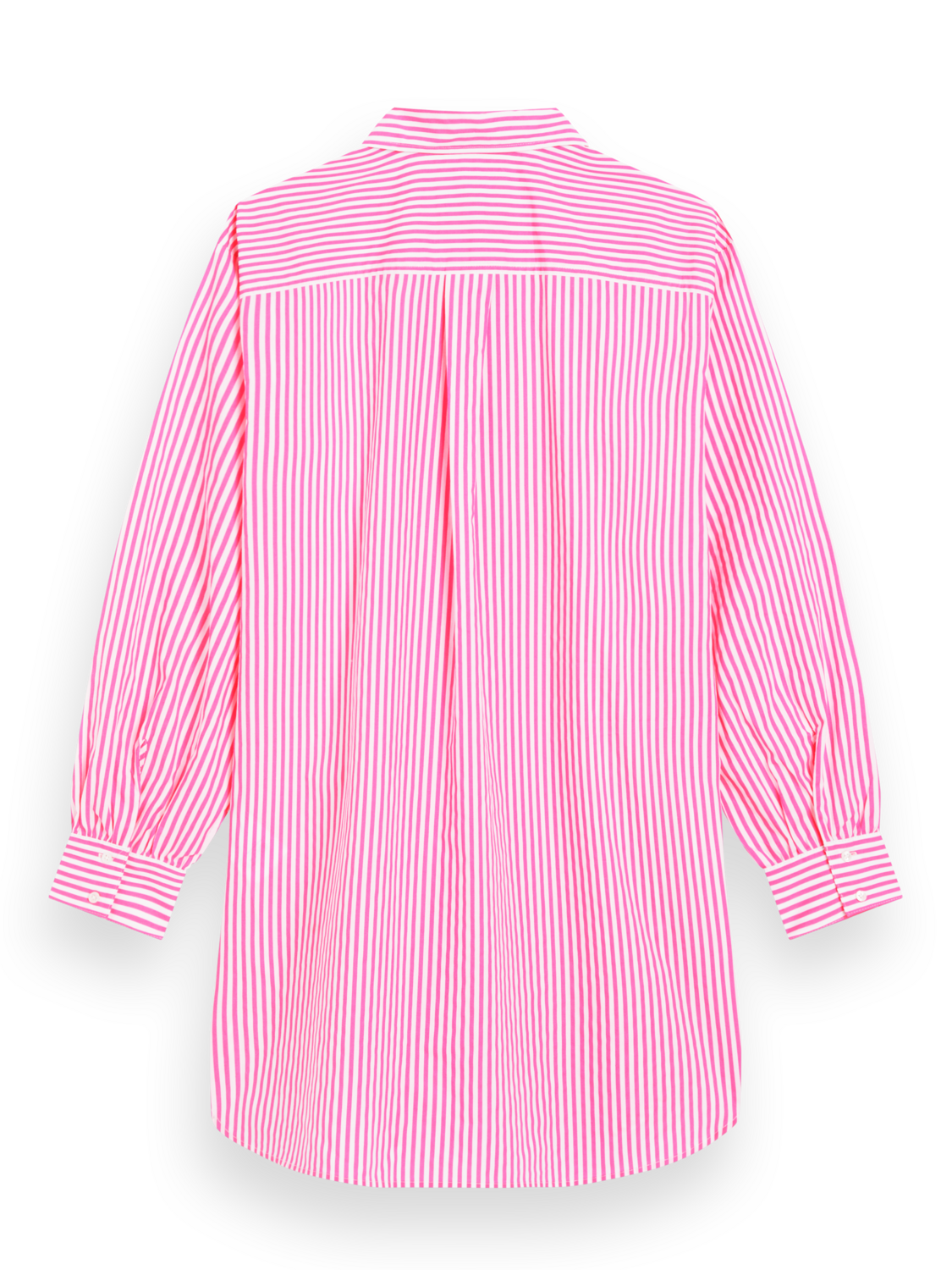 OVERSIZED POPLIN SHIRT IN FLUO PINK /WHITE STRIPE