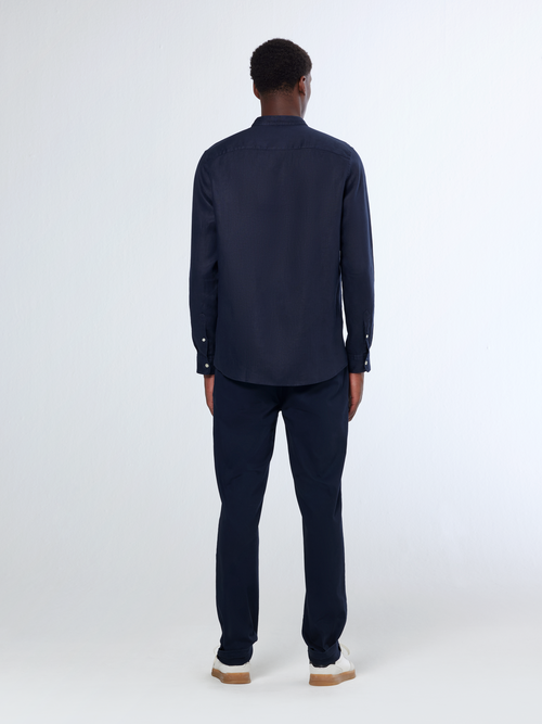 CORE - LINEN SHIRT LS STAND UP COLLAR