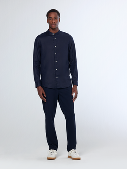 CORE - LINEN SHIRT LS STAND UP COLLAR