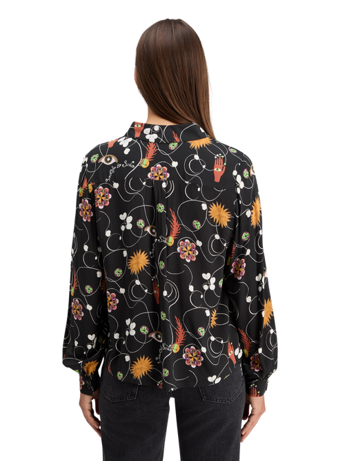 VISCOSE PRINTED BALLOON SLEEVE SHIRT