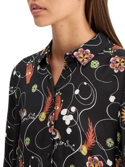 VISCOSE PRINTED BALLOON SLEEVE SHIRT