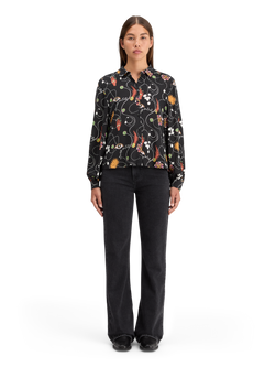 VISCOSE PRINTED BALLOON SLEEVE SHIRT