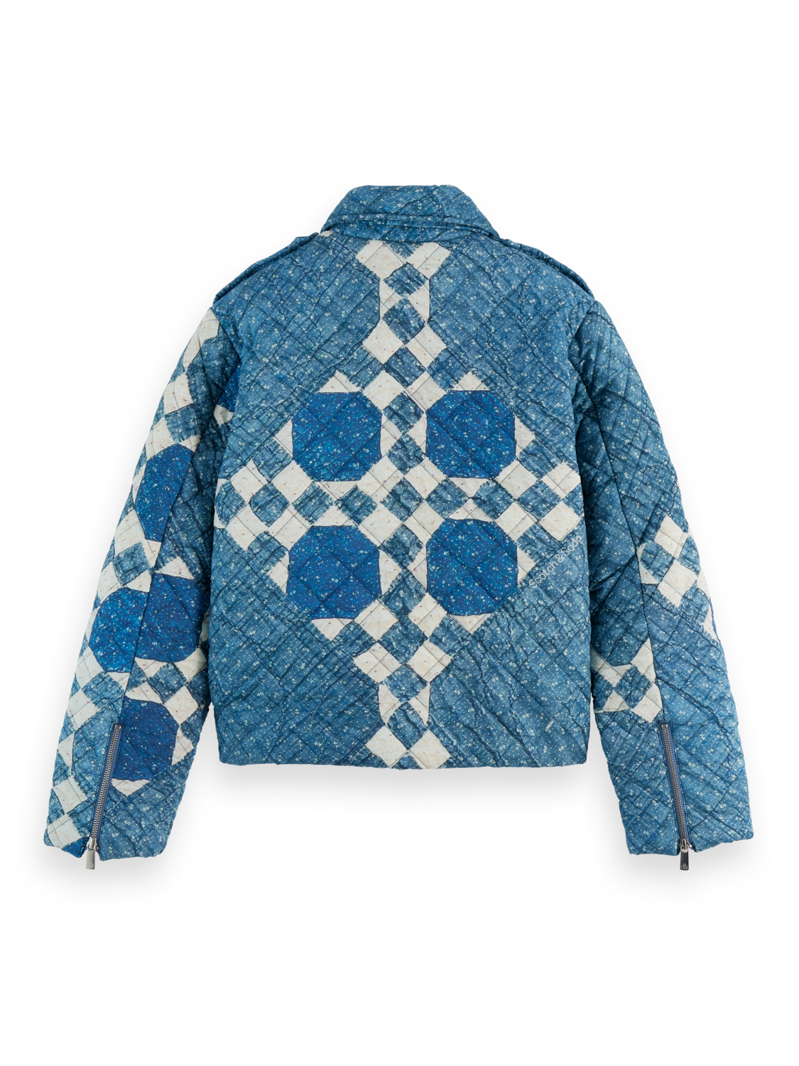 Heirloom print quilted biker jacket