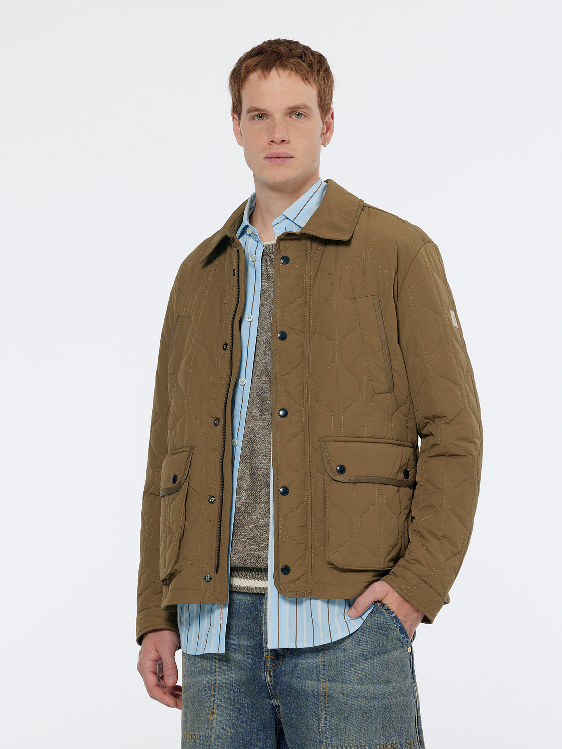 Geometric quilted coat