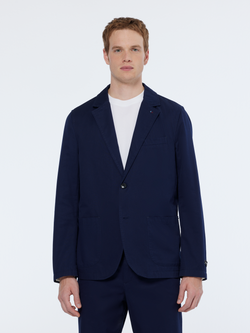 Unconstructed cotton twill relaxed fit blazer