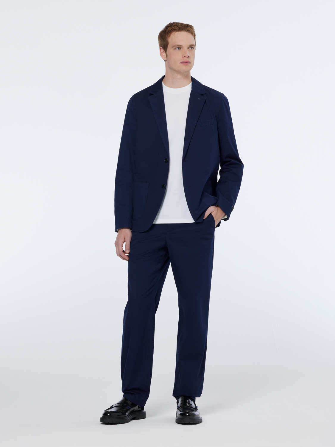 Unconstructed cotton twill blazer