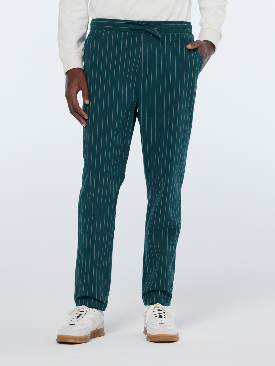Fave sporty cotton-blend pinstripe jogger