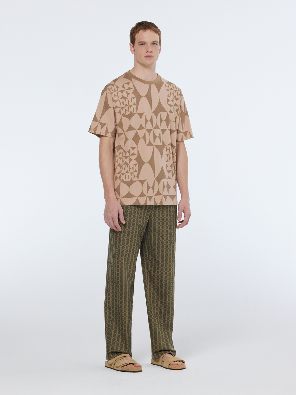 printed cotton-blend jogger