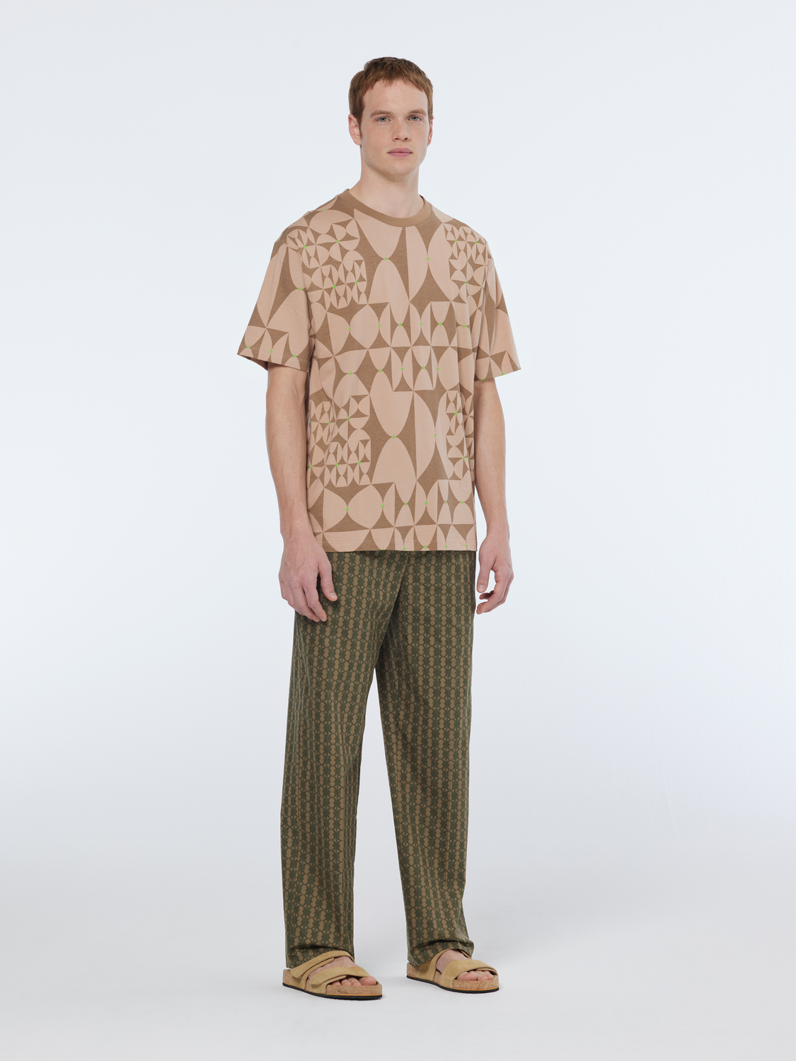 printed cotton-blend jogger