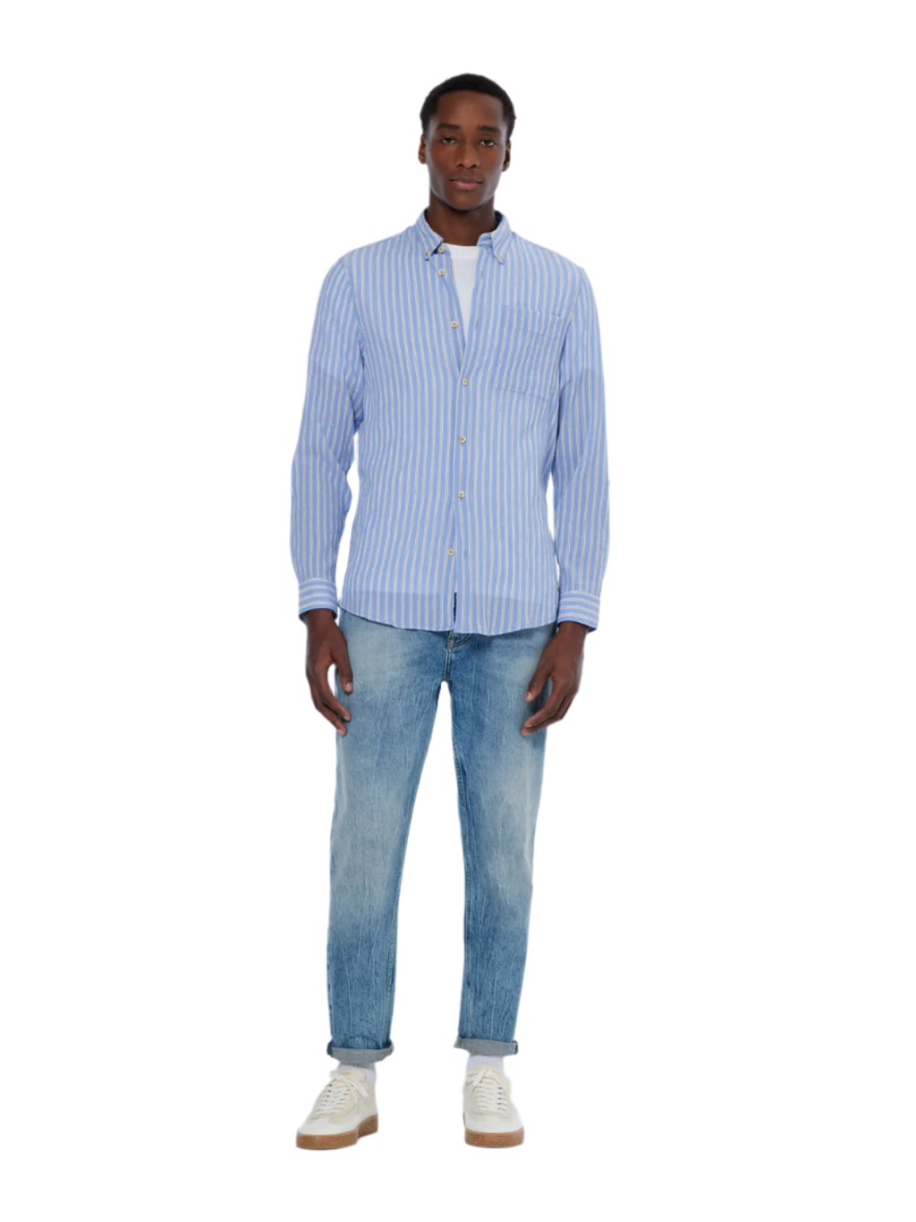 Regular crinkle striped shirt