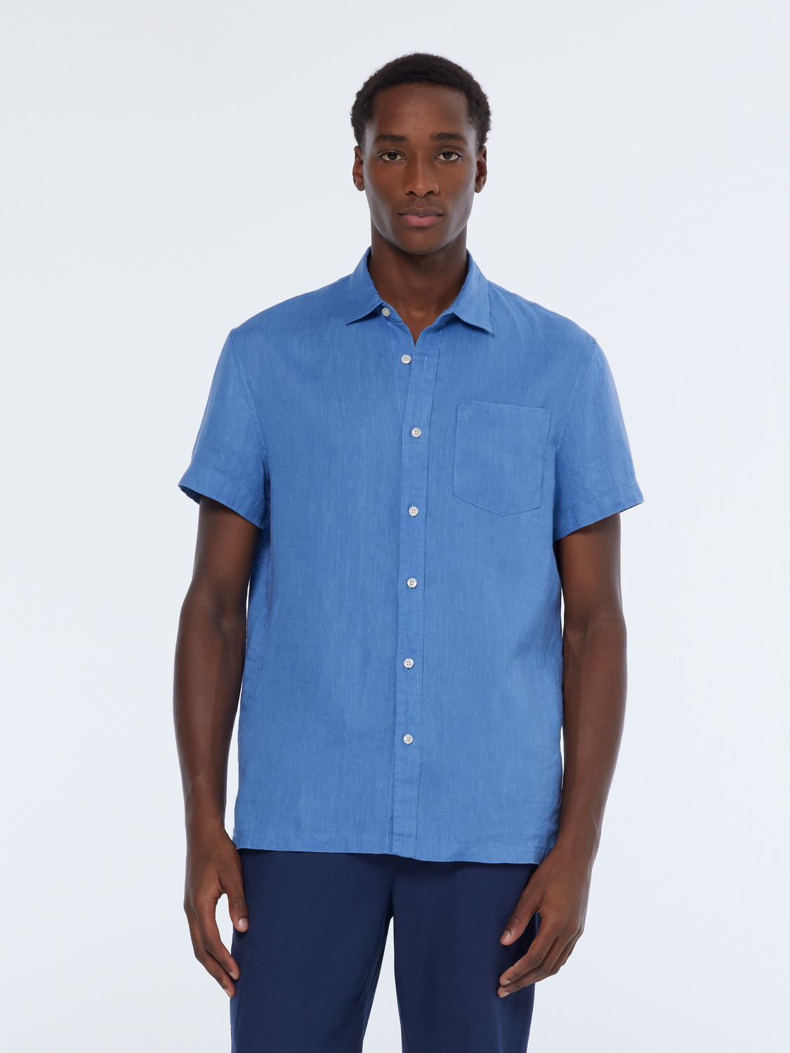 Regular fit short sleeve linen shirt