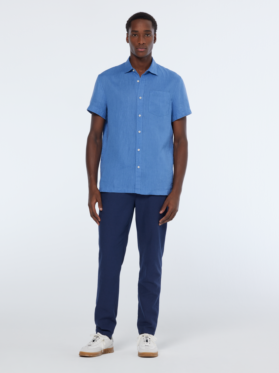 Regular fit short sleeve linen shirt
