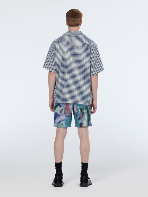 Relaxed fit short sleeve jacquard shirt