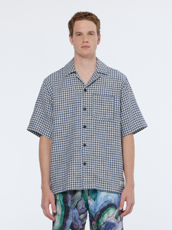 Relaxed fit short sleeve jacquard shirt