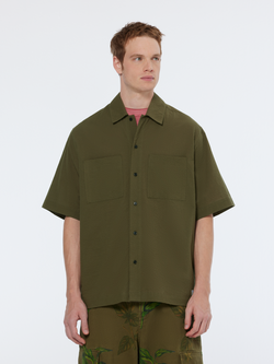 Relaxed fit short sleeve seersucker shirt