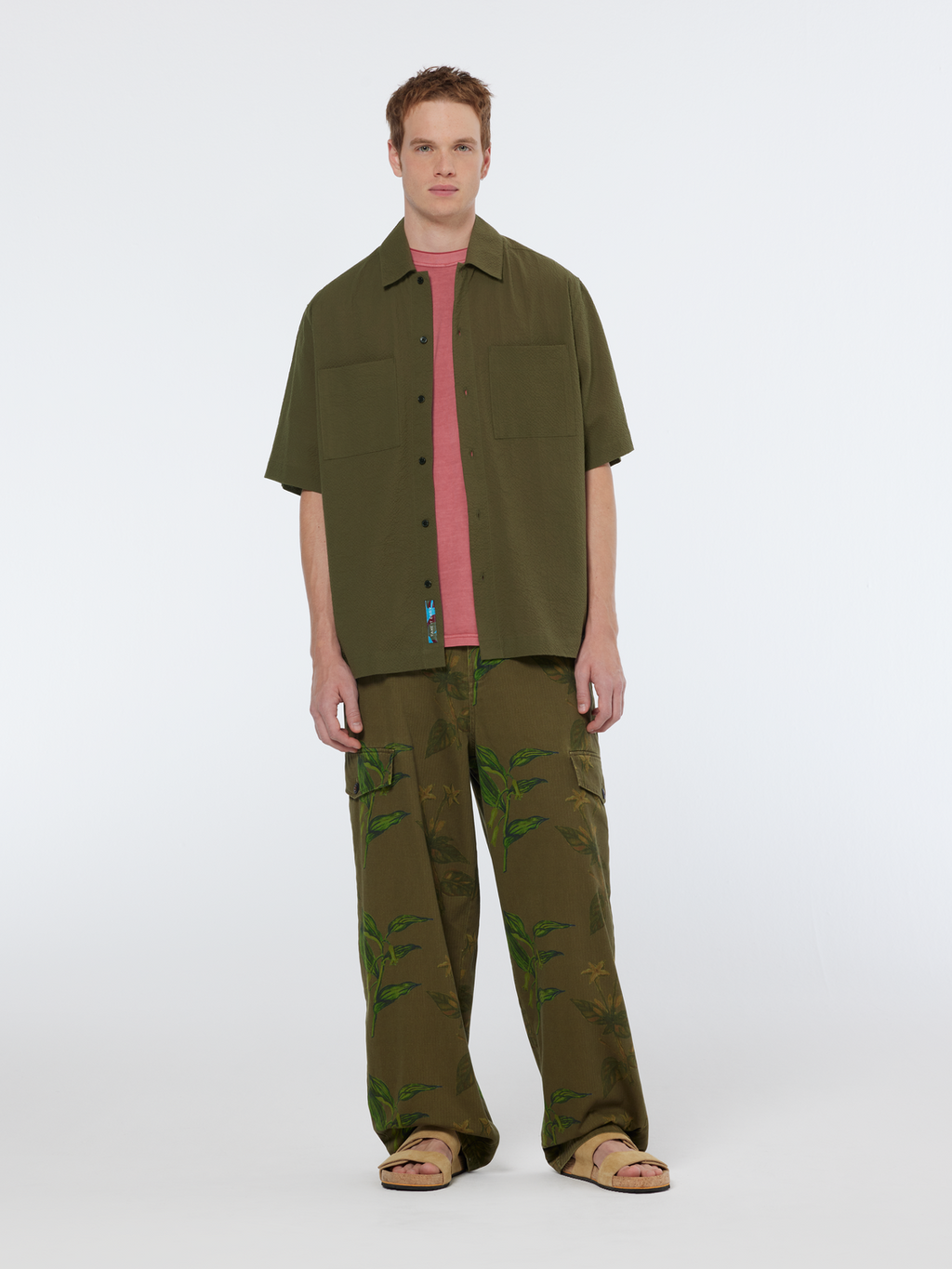 Relaxed fit short sleeve seersucker shirt