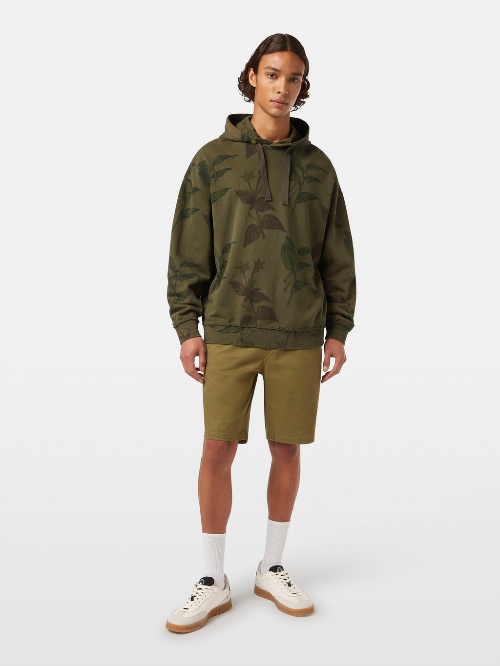 Over-dyed AOP loose fit hoodie