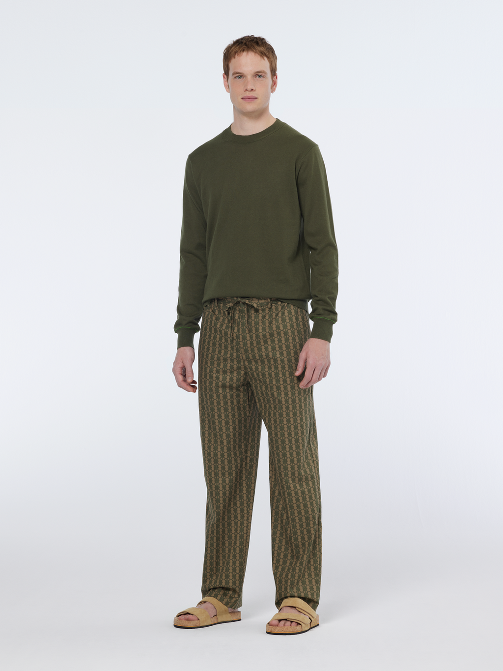 Linen-blend crewneck