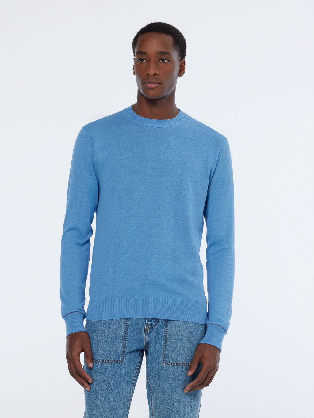 Linen-blend crewneck