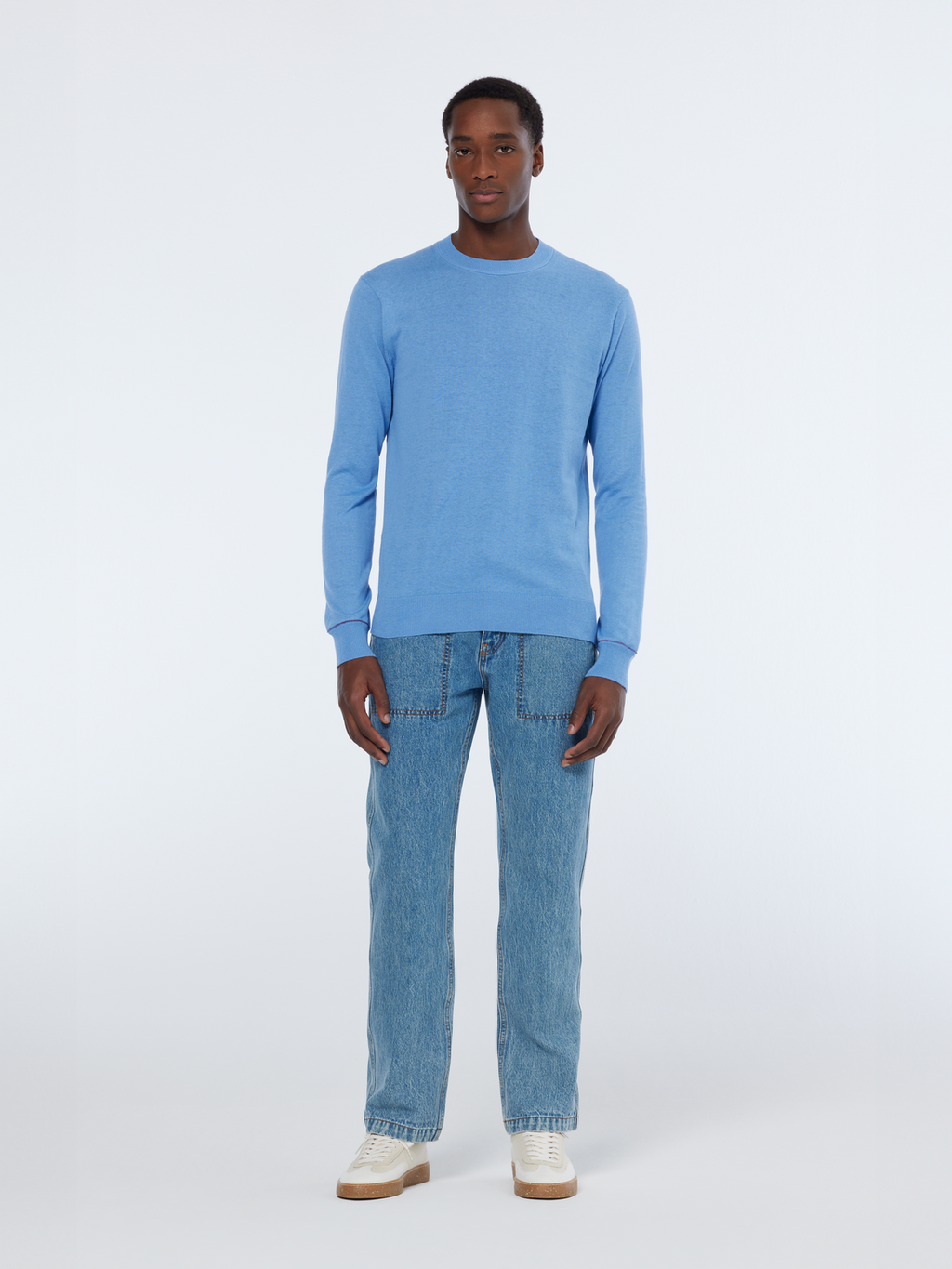 Linen-blend crewneck