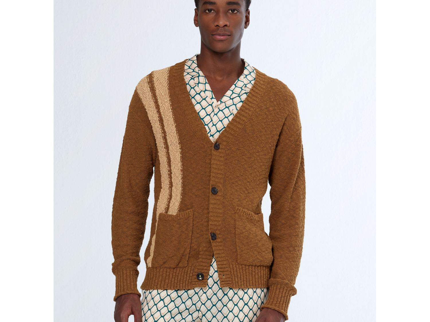 Textured dropped shoulder cardigan