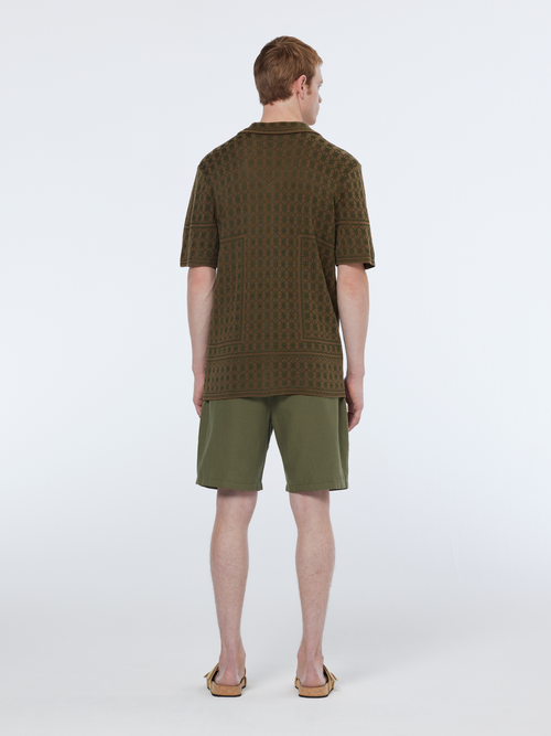 Jacquard knitted short sleeve shirt