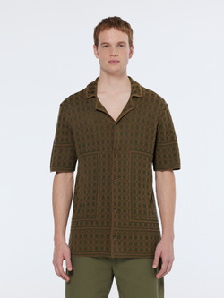 Jacquard knitted short sleeve shirt