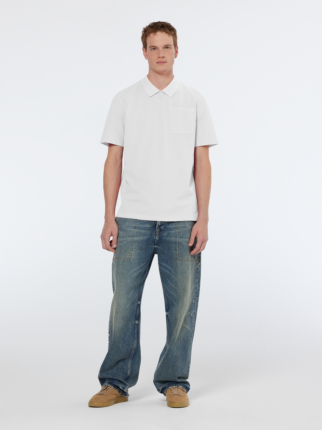 Garment dye pique pocket polo