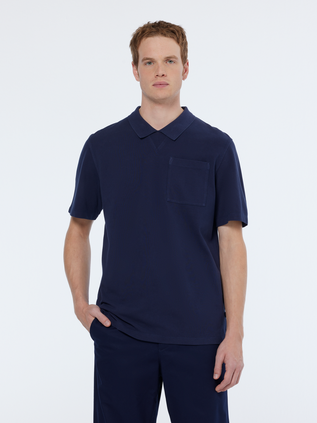 Garment dye pique pocket polo