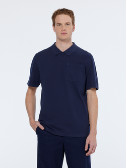 Garment dye pique chest pocket polo