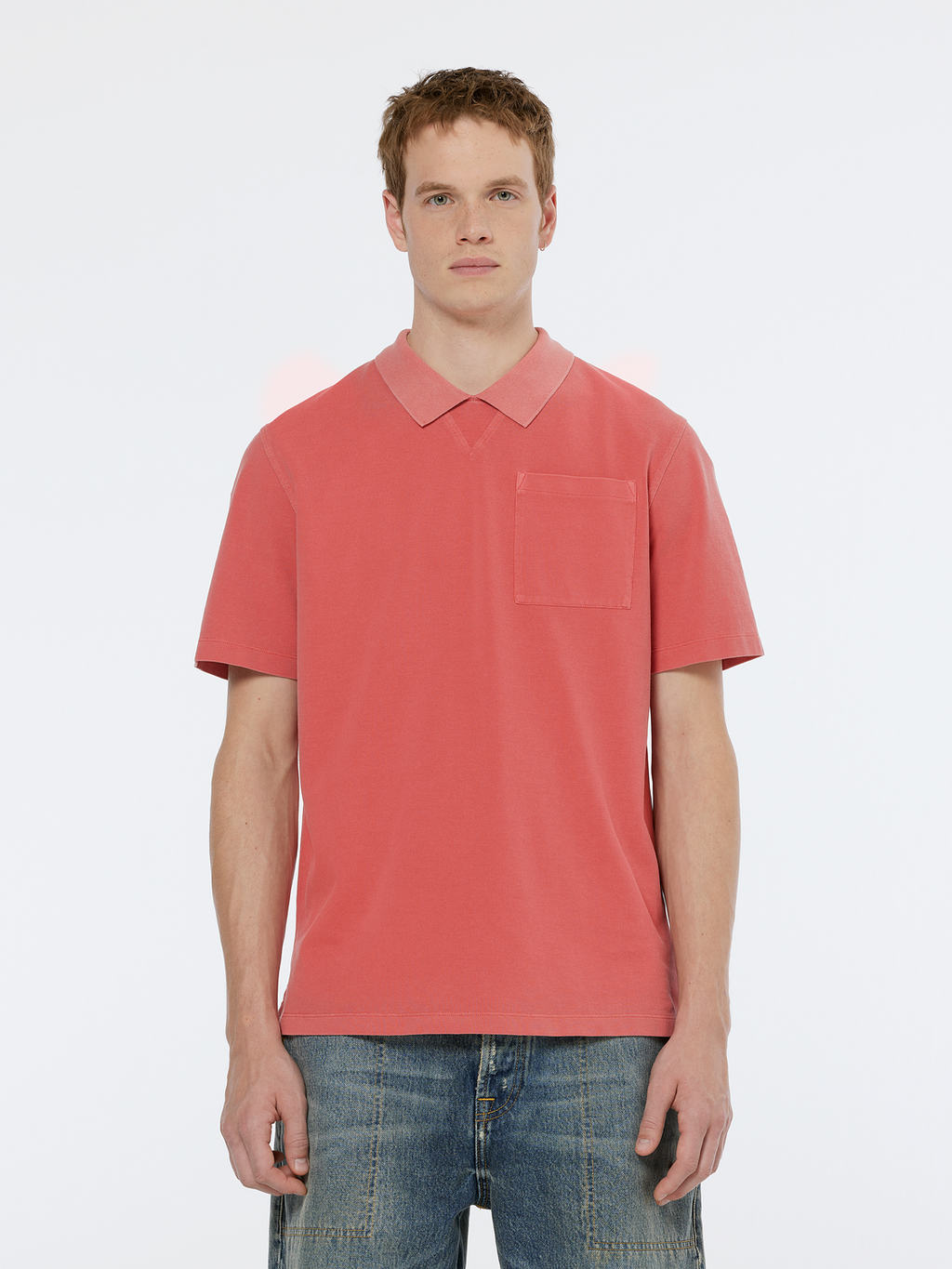 Garment dye pique pocket polo