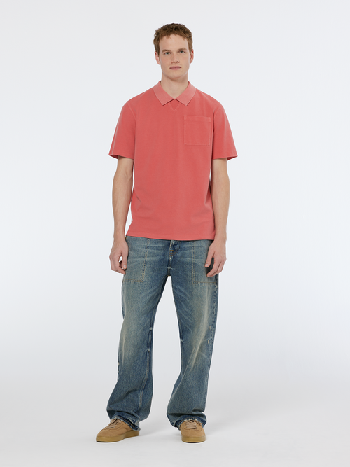 Garment dye pique chest pocket polo