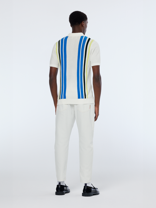 Structured knitted striped polo