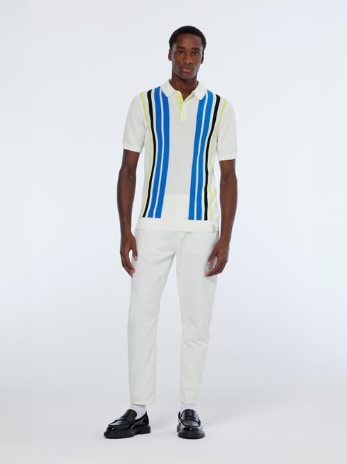 Structured knitted striped polo