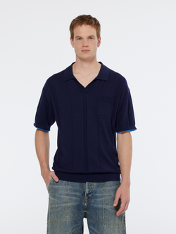 Knitted v-neck relaxed fit polo