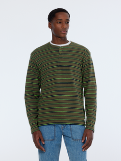 Stripe relaxed fit textured long sleeve t-shirt