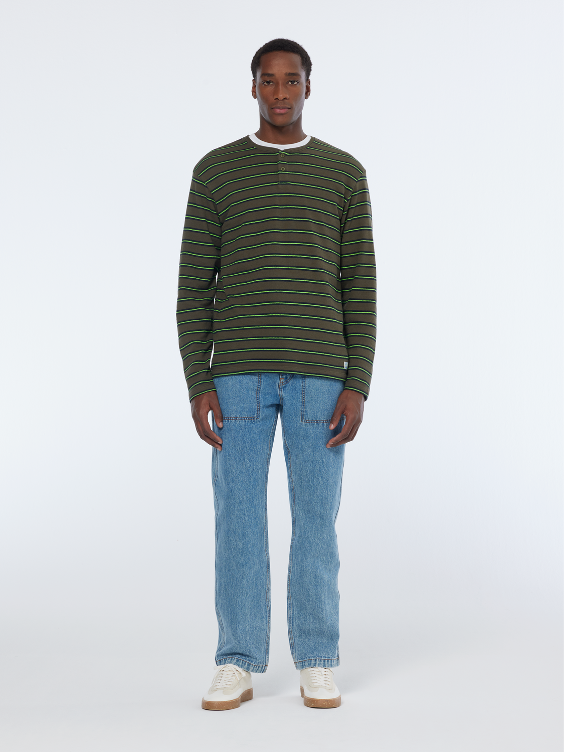 Stripe textured long sleeve t-shirt
