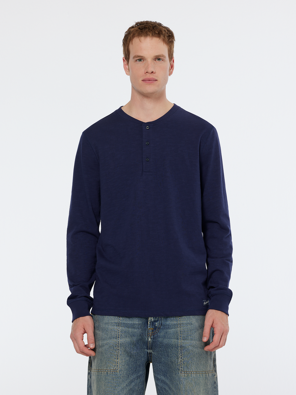 Slub henley regular long sleeve t-shirt