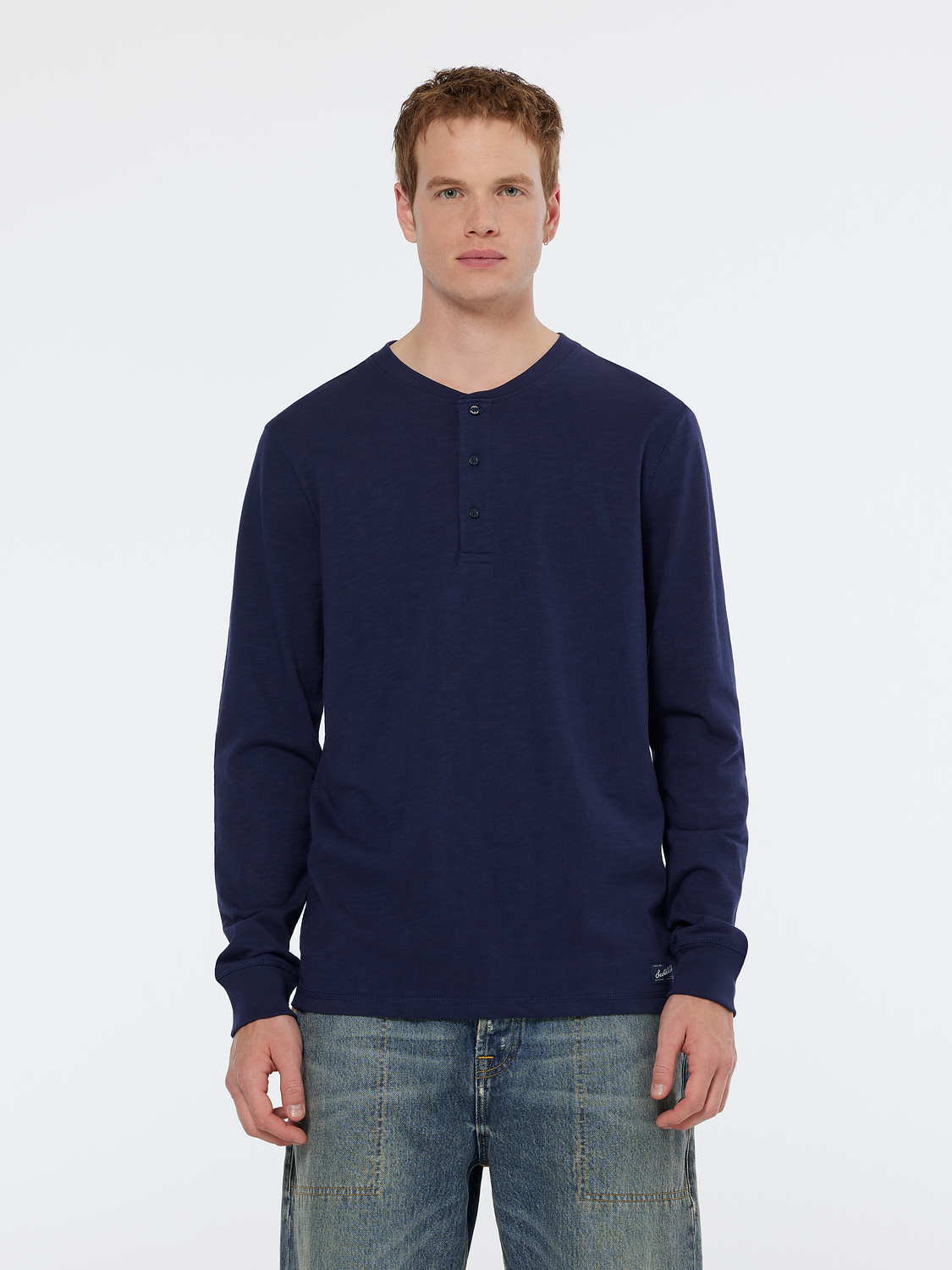 Slub henley regular long sleeve t-shirt