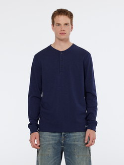 Slub henley regular fit long sleeve t-shirt