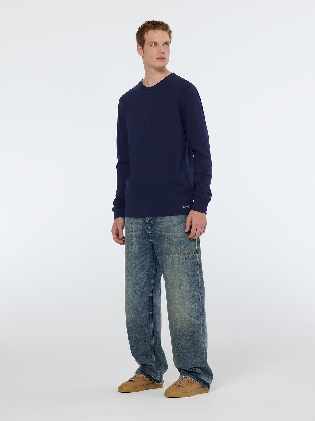 Slub henley regular long sleeve t-shirt