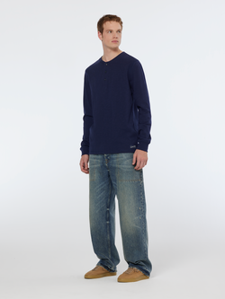 Slub henley regular fit long sleeve t-shirt