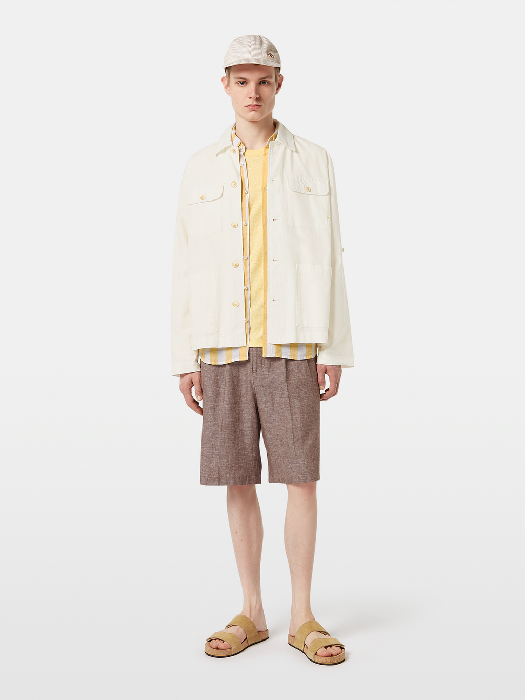 Relaxed cotton-linen shirt jacket