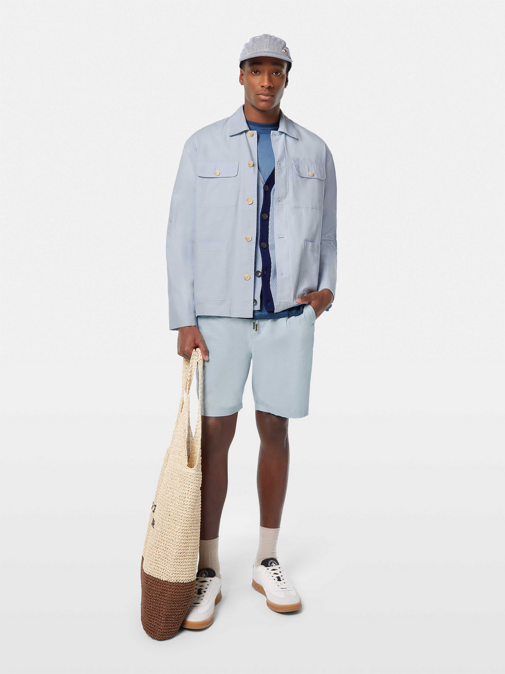 Relaxed cotton-linen shirt jacket