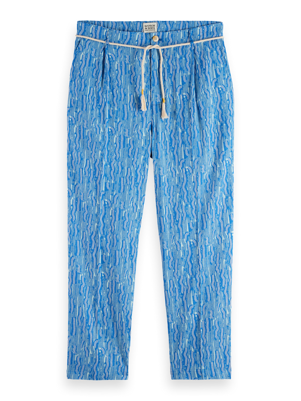 Printed linen-blend jogger