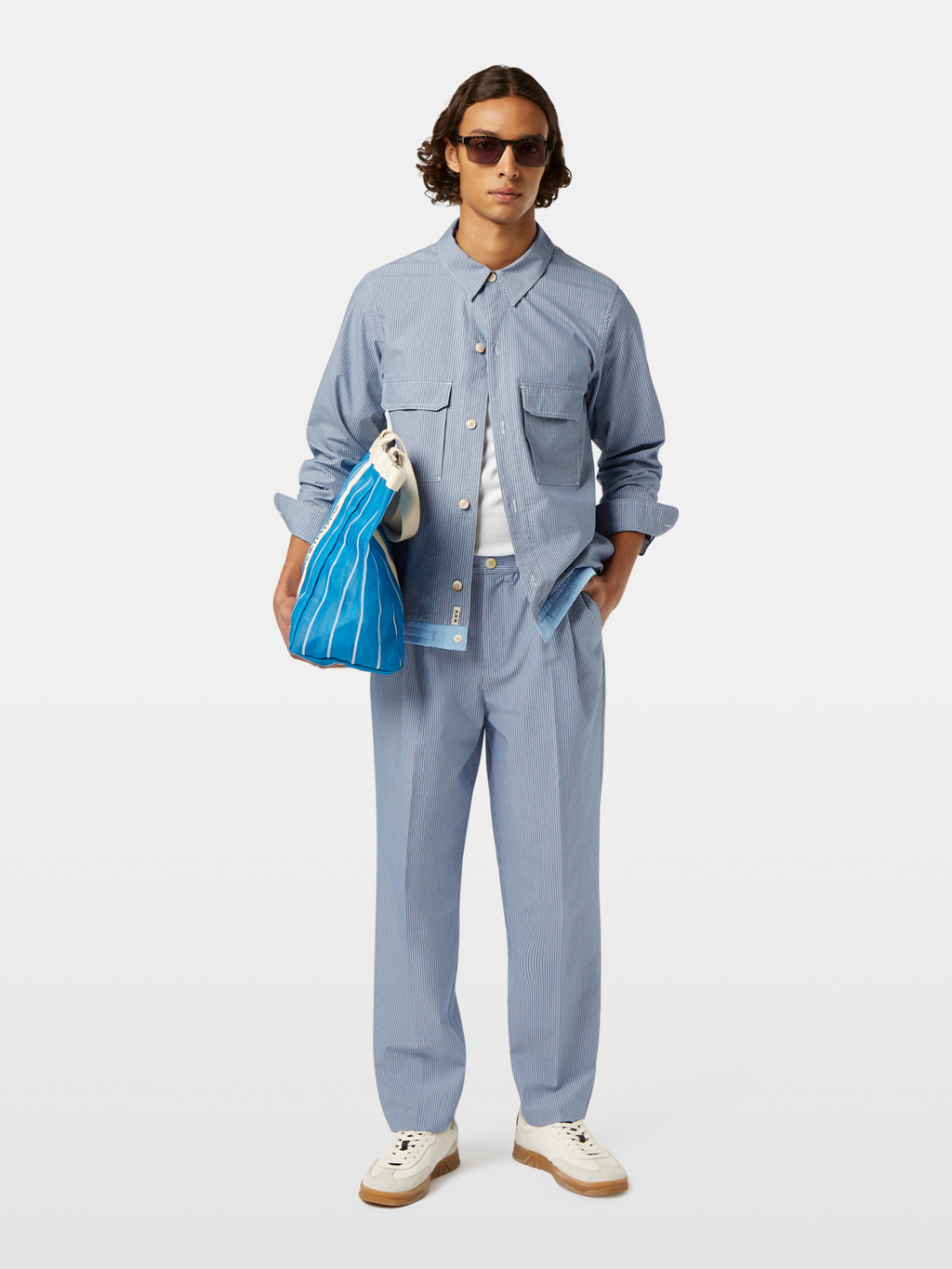 Nylon-trimmed seersucker chino