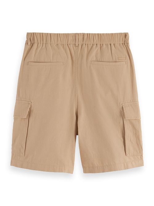 Cotton-linen relaxed fit cargo short