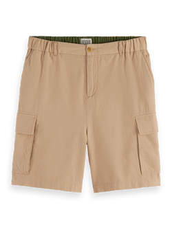 Cotton-linen relaxed fit cargo short